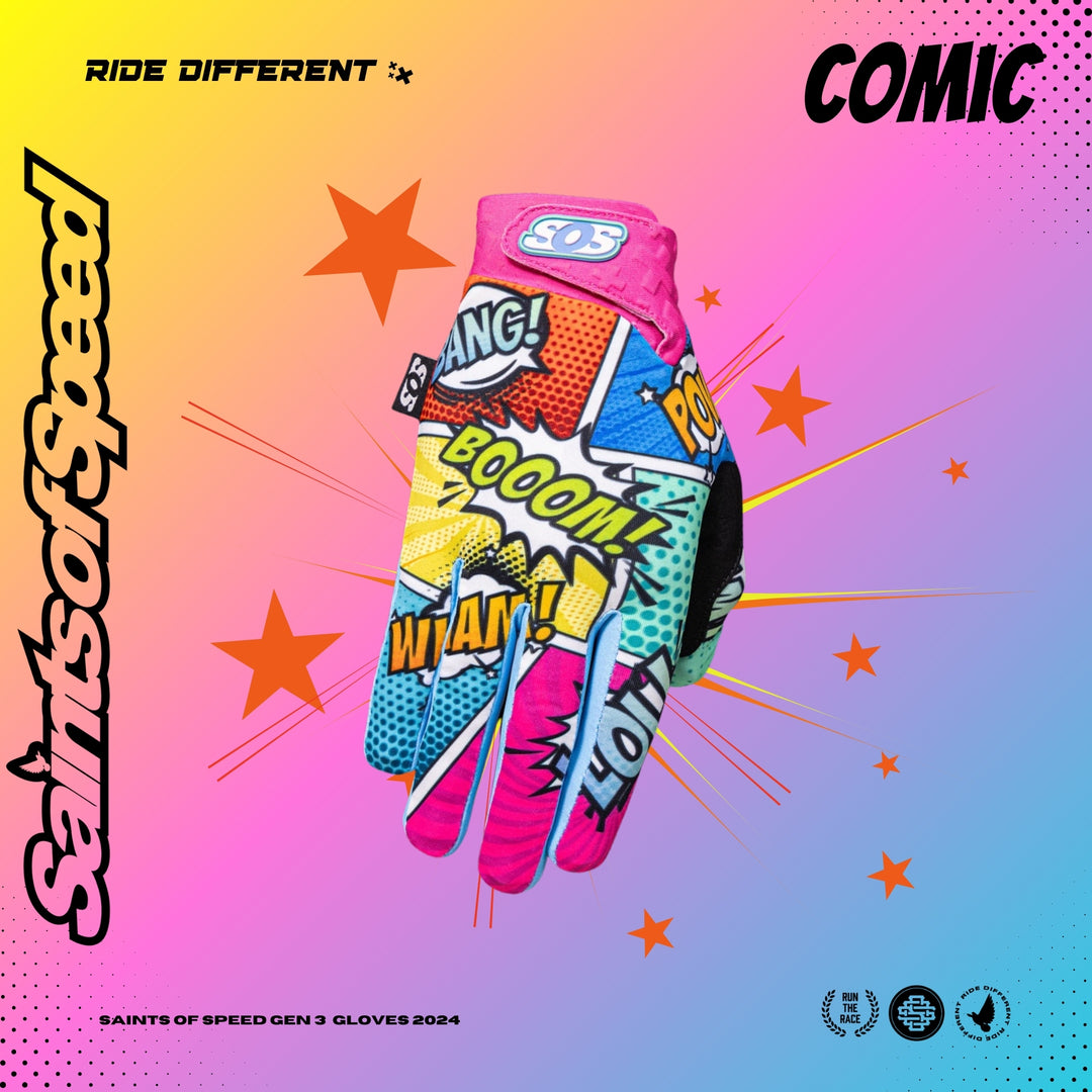 Motocross Gloves - Comic | Saints of Speed
